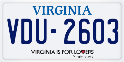 VA license plate VDU2603