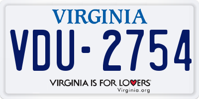 VA license plate VDU2754