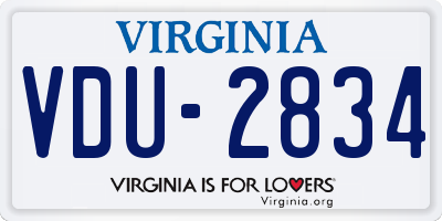 VA license plate VDU2834