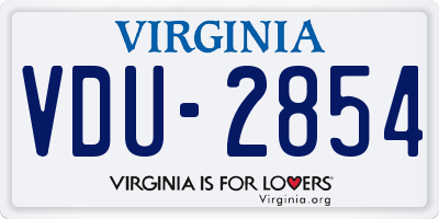 VA license plate VDU2854