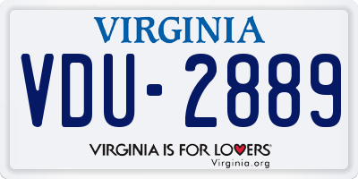 VA license plate VDU2889