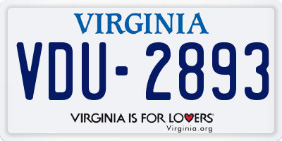 VA license plate VDU2893