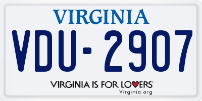 VA license plate VDU2907