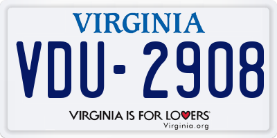 VA license plate VDU2908