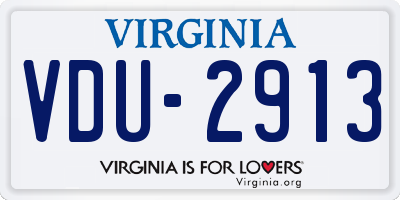 VA license plate VDU2913
