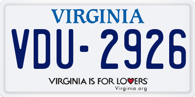 VA license plate VDU2926