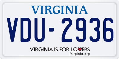 VA license plate VDU2936