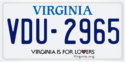 VA license plate VDU2965