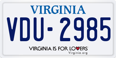 VA license plate VDU2985