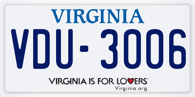 VA license plate VDU3006