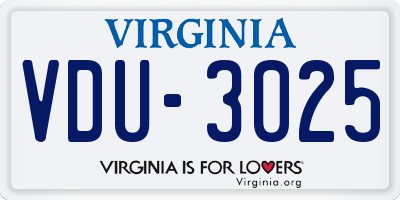 VA license plate VDU3025