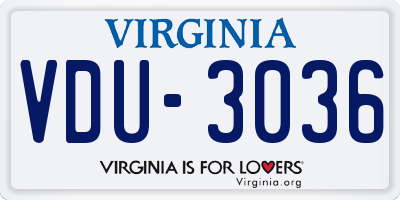 VA license plate VDU3036