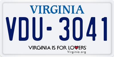 VA license plate VDU3041