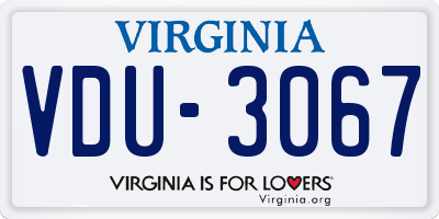 VA license plate VDU3067