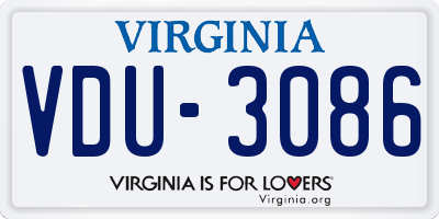 VA license plate VDU3086