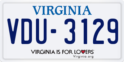 VA license plate VDU3129