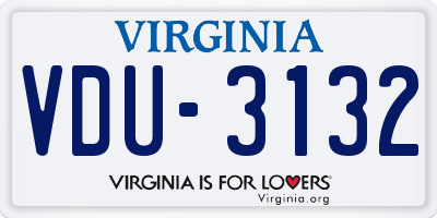 VA license plate VDU3132