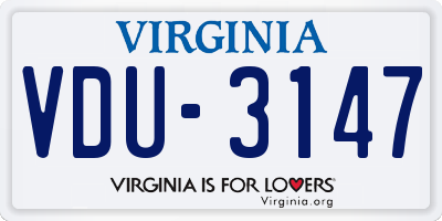 VA license plate VDU3147