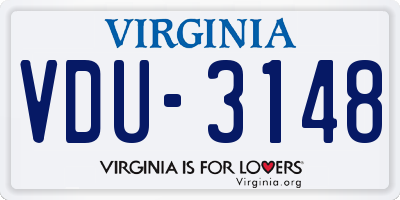 VA license plate VDU3148
