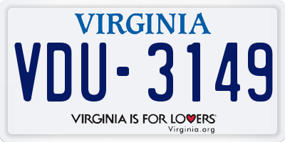 VA license plate VDU3149
