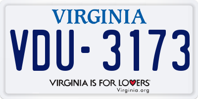 VA license plate VDU3173