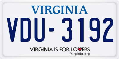 VA license plate VDU3192