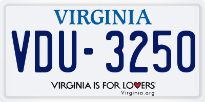 VA license plate VDU3250