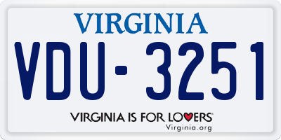 VA license plate VDU3251