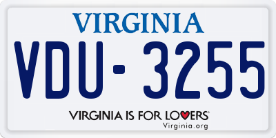 VA license plate VDU3255