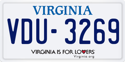 VA license plate VDU3269