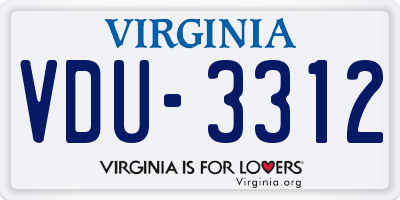 VA license plate VDU3312