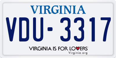 VA license plate VDU3317