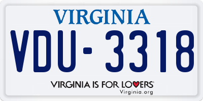 VA license plate VDU3318