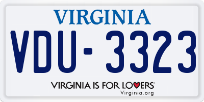 VA license plate VDU3323