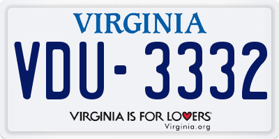 VA license plate VDU3332