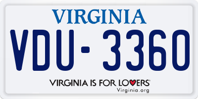 VA license plate VDU3360