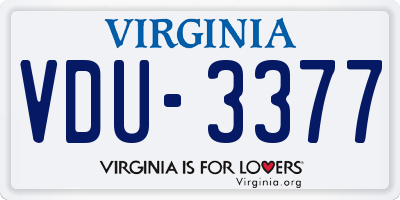 VA license plate VDU3377