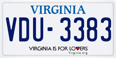 VA license plate VDU3383