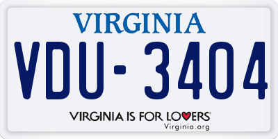 VA license plate VDU3404