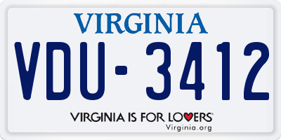 VA license plate VDU3412