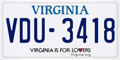 VA license plate VDU3418