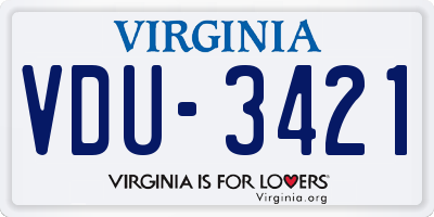 VA license plate VDU3421