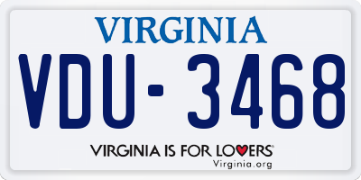 VA license plate VDU3468