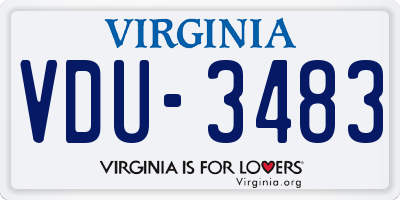 VA license plate VDU3483