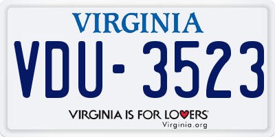 VA license plate VDU3523
