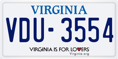 VA license plate VDU3554