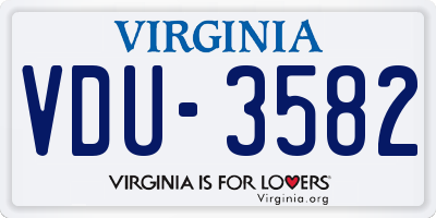 VA license plate VDU3582