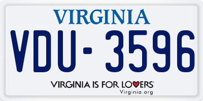VA license plate VDU3596