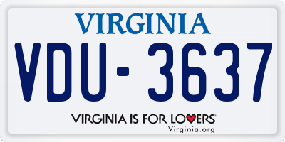 VA license plate VDU3637