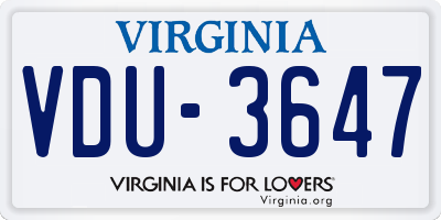 VA license plate VDU3647